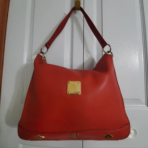 MCM AUTH. HOBO Rare(Germany) GENUINE LEATHER SHOULDER BAG